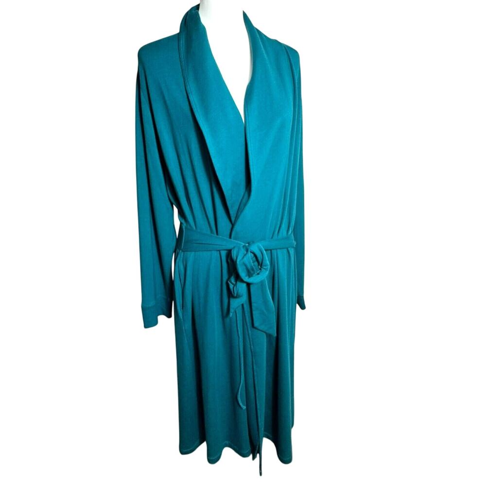 SOFT SURROUNDINGS NWT Women's Large Teal Belted Bath‎ Robe House Coat Pockets